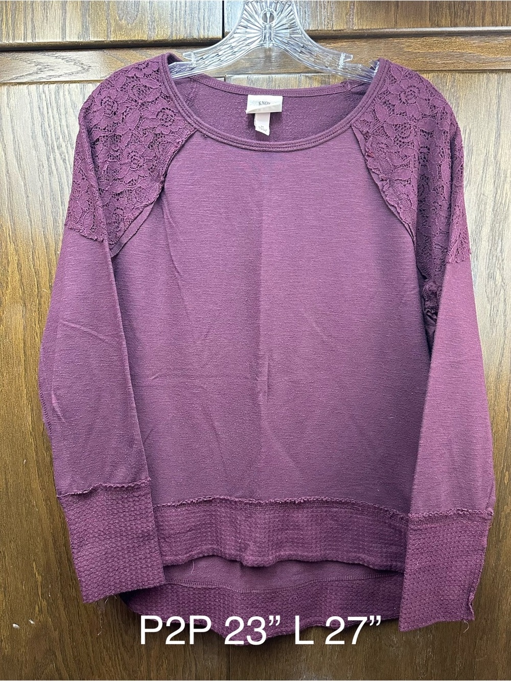 Knox Rose Plum Lace-Shoulder Sweatshirt
